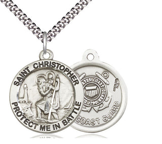 Sterling Silver Saint Christopher Coast Guard Medal Catholic Jewelry