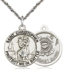 Sterling Silver Saint Christopher Coast Guard Medal Catholic Jewelry