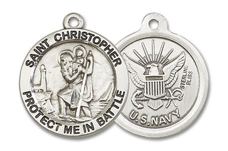 Sterling Silver Saint Christopher Navy Medal Catholic Jewelry