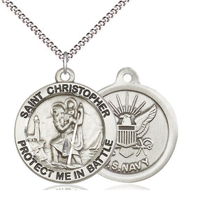 Sterling Silver Saint Christopher Navy Medal Catholic Jewelry