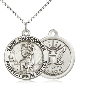 Sterling Silver Saint Christopher Navy Medal Catholic Jewelry