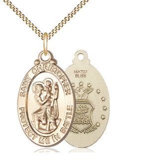 14kt Gold Filled Saint Christopher Air Force Medal Catholic Jewelry