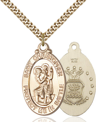 14kt Gold Filled Saint Christopher Air Force Medal Catholic Jewelry