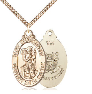 14kt Gold Filled Saint Christopher Coast Guard Medal Catholic Jewelry