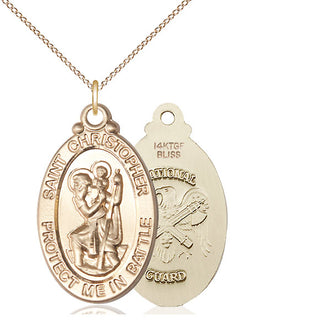 14kt Gold Filled Saint Christopher National Guard Medal Catholic Jewelry