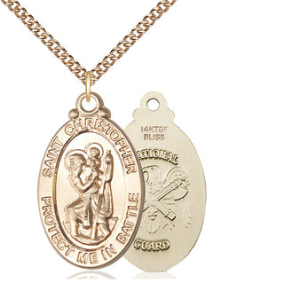 14kt Gold Filled Saint Christopher National Guard Medal Catholic Jewelry