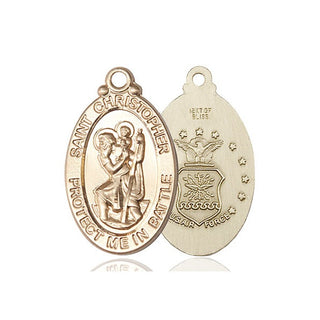 14kt Gold Saint Christopher Air Force Medal