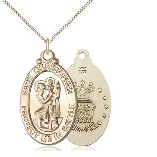 14kt Gold Saint Christopher Air Force Medal