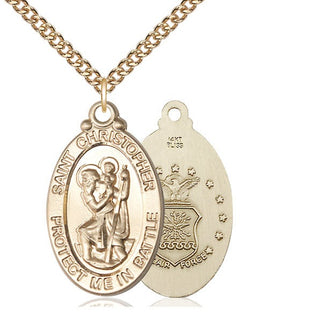 14kt Gold Saint Christopher Air Force Medal