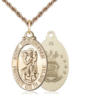 14kt Gold Saint Christopher Air Force Medal