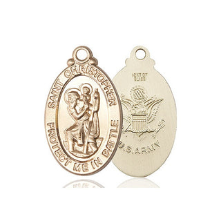 14kt Gold Saint Christopher Army Medal