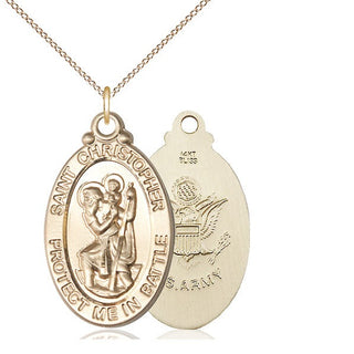 14kt Gold Saint Christopher Army Medal