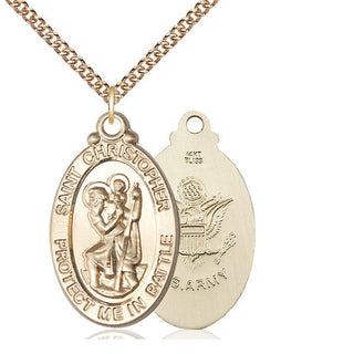 14kt Gold Saint Christopher Army Medal