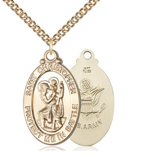 14kt Gold Saint Christopher Army Medal