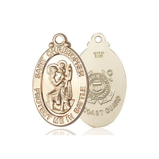 14kt Gold Saint Christopher Coast Guard Medal