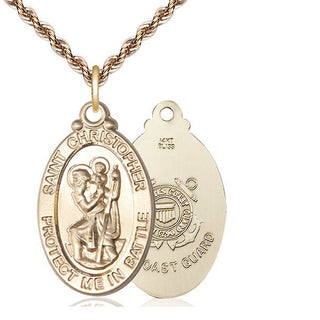 14kt Gold Saint Christopher Coast Guard Medal