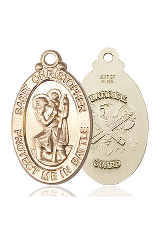 14kt Gold Saint Christopher National Guard Medal