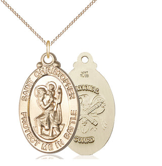 14kt Gold Saint Christopher National Guard Medal