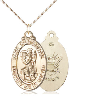 14kt Gold Saint Christopher Navy Medal