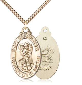 14kt Gold Saint Christopher Navy Medal