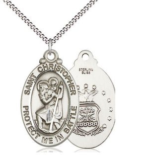 Sterling Silver Saint Christopher Air Force Medal Catholic Jewelry