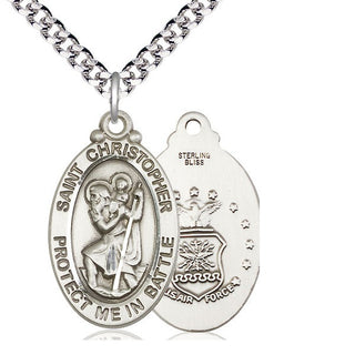 Sterling Silver Saint Christopher Air Force Medal Catholic Jewelry
