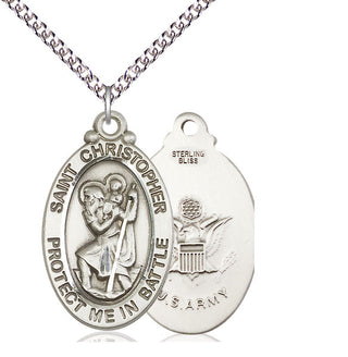 Sterling Silver Saint Christopher Army Medal Catholic Jewelry