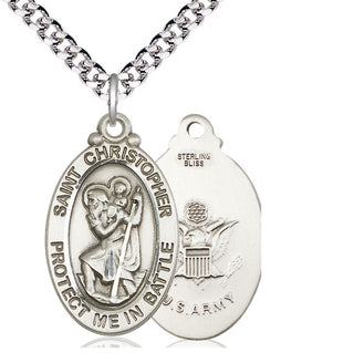 Sterling Silver Saint Christopher Army Medal Catholic Jewelry