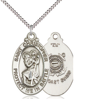Sterling Silver Saint Christopher Coast Guard Medal Catholic Jewelry