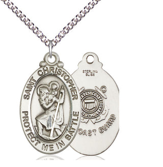 Sterling Silver Saint Christopher Coast Guard Medal Catholic Jewelry