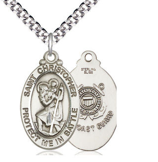 Sterling Silver Saint Christopher Coast Guard Medal Catholic Jewelry
