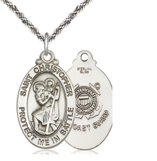Sterling Silver Saint Christopher Coast Guard Medal Catholic Jewelry