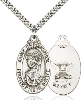 Sterling Silver Saint Christopher Navy Medal Catholic Jewelry