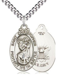 Sterling Silver Saint Christopher Navy Medal Catholic Jewelry