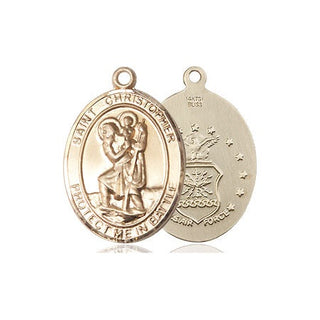 14kt Gold Filled Saint Christopher Air Force Medal