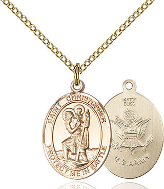 14kt Gold Filled Saint Christopher Army Medal Religious Jewelry