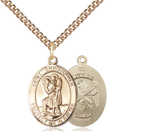 14kt Gold Filled Saint Christopher National Guard Medal Religious Jewelry