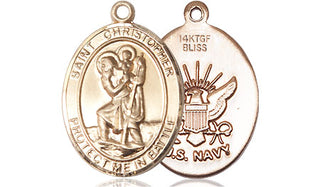 14kt Gold Filled Saint Christopher Navy Medal