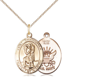 14kt Gold Filled Saint Christopher Navy Medal Religious Jewelry