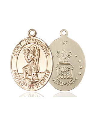 14kt Gold Saint Christopher Air Force Medal