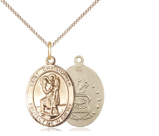 14kt Gold Saint Christopher Air Force Medal