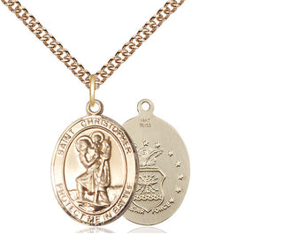 14kt Gold Saint Christopher Air Force Medal