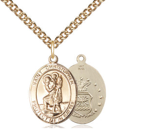 14kt Gold Saint Christopher Air Force Medal