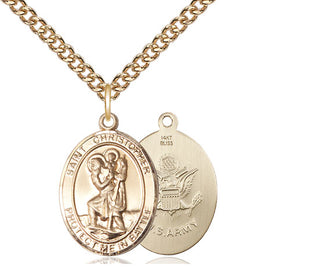 14kt Gold Saint Christopher Army Medal