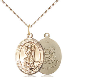 14kt Gold Saint Christopher Coast Guard Medal