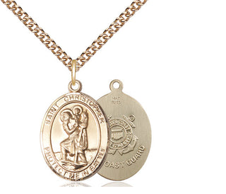 14kt Gold Saint Christopher Coast Guard Medal