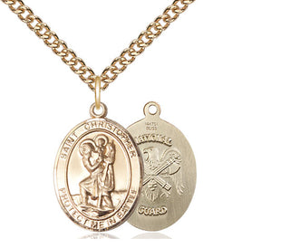14kt Gold Saint Christopher National Guard Medal