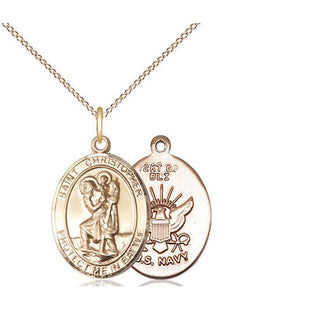 14kt Gold Saint Christopher Navy Medal