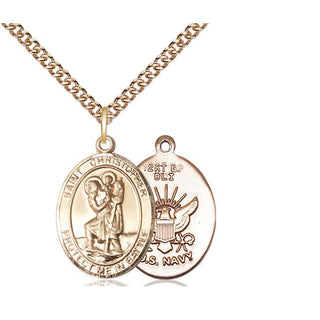 14kt Gold Saint Christopher Navy Medal