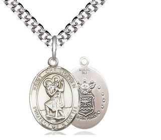 Sterling Silver Saint Christopher Air Force Medal Religious Jewelry